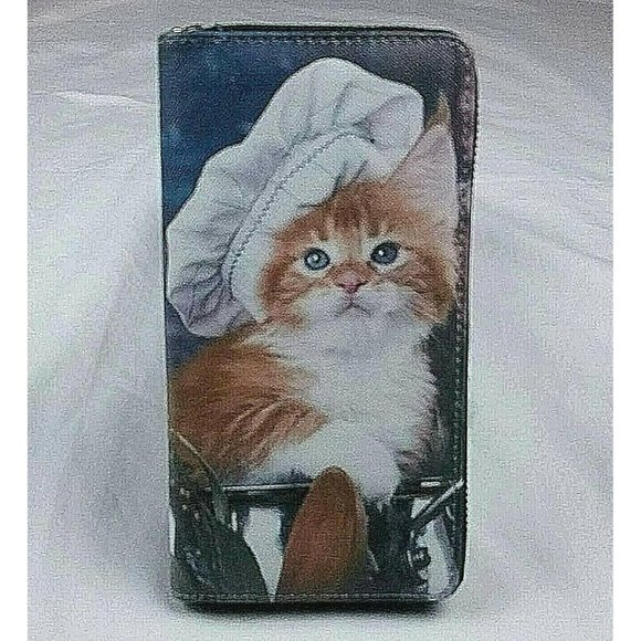 Kitten Cook Zip Around Wallet Kitty Cat Chef - Picture 1 of 6